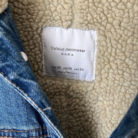 Zara denim Sherpa lined trench coat - Picture 5 of 10